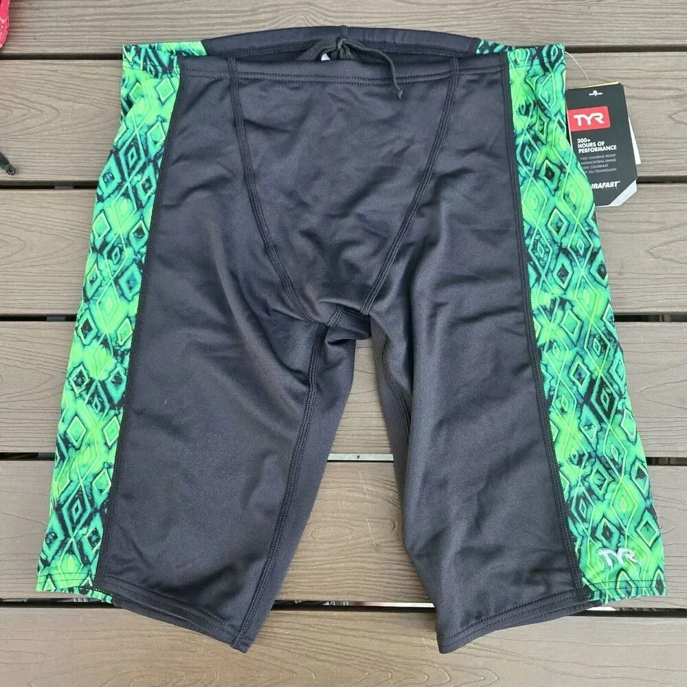 TYR  Durafast Elite Glacial Hero Mens Jammer Green/black Swimwear  SZ 32 NWT